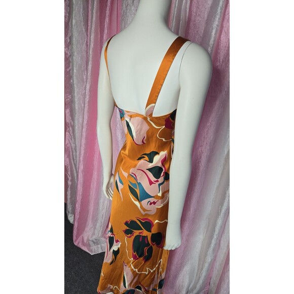 Reformation Marguerite 100% Silk Midi Electra Orange Floral Dress Size Small - Picture 9 of 12